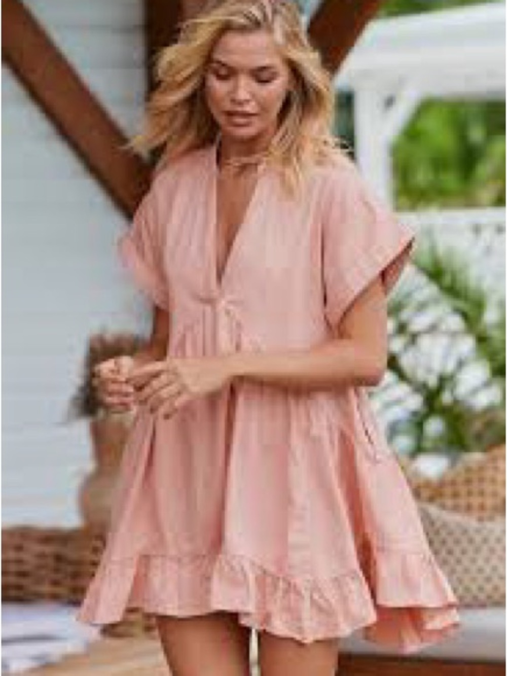 Free People Coral Pink Mini Dress